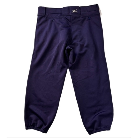 Mizuno Softball Belted Pant Women SZ L Navy Blue Elastic Bottom Reinforced Knee - Picture 2 of 16